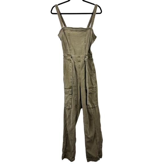 FREE PEOPLE Small Go West Utility Jumpsuit in Moss Revolve Open Back Cargo S - Picture 4 of 16